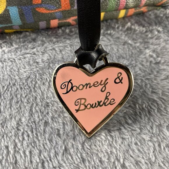 Vtg Y2K Dooney & Bourke Black Signature Rainbow Monogram Logo Handbag Purse Bag - Picture 2 of 8